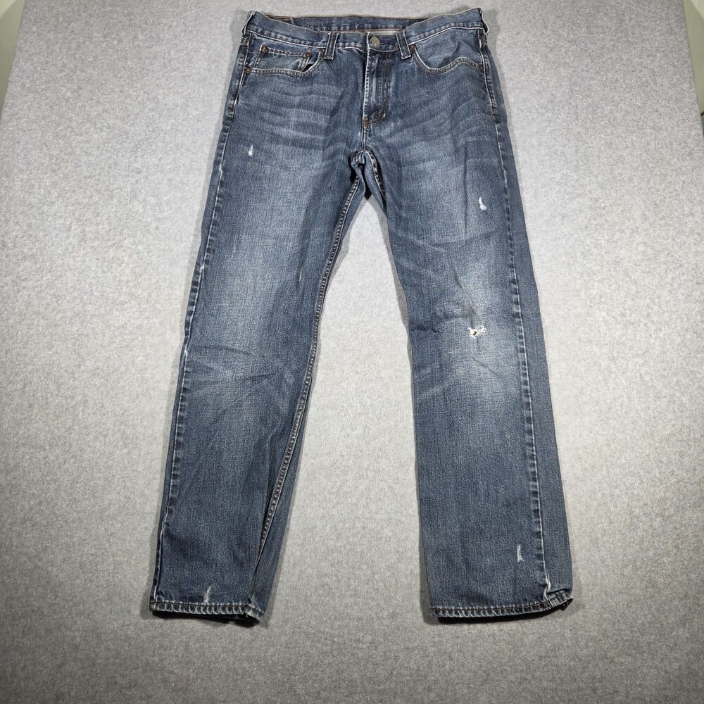 Bullhead Men's Straight Leg Distressed Jeans Blue Medium Wash Denim Size 34x32
